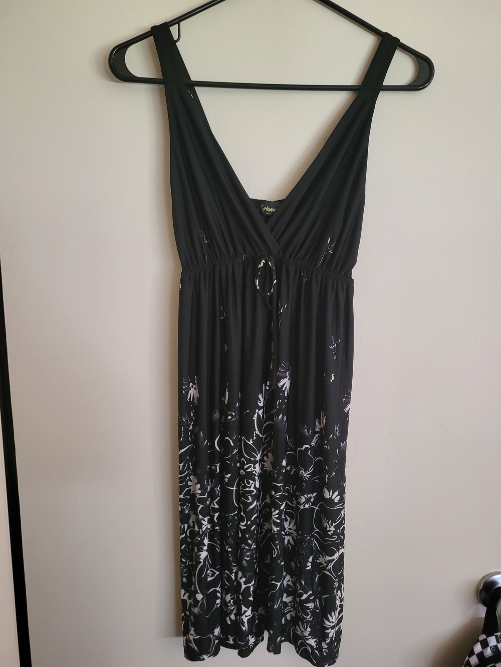 Shoreline Black Maxi Dress with White Floral Border
